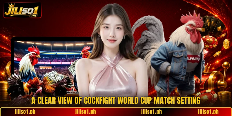 A clear view of cockfight world cup match setting A clear view of cockfight world cup match setting
