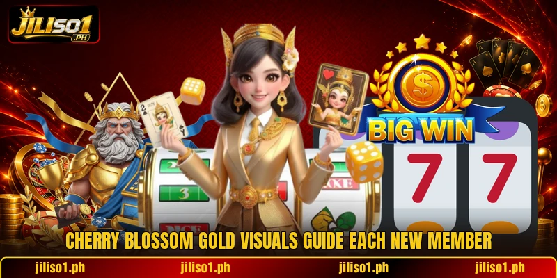 Cherry blossom gold visuals guide each new member