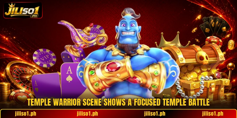 Temple Warrior scene shows a focused temple battle